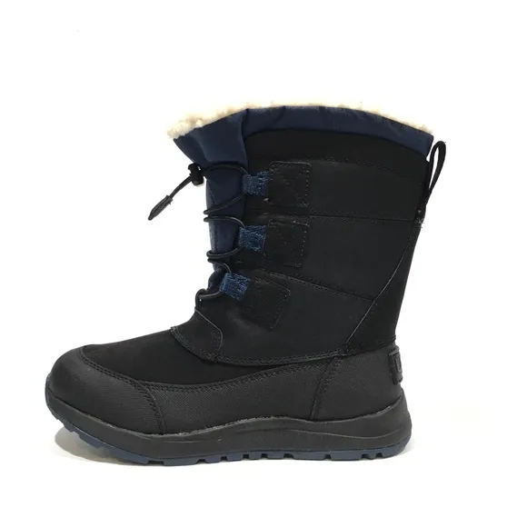 UGG BELLEMORE WEATHER WATERPROOF BOOTS -BLACK / BLUE LEATHER -KIDS US 2 -NEW