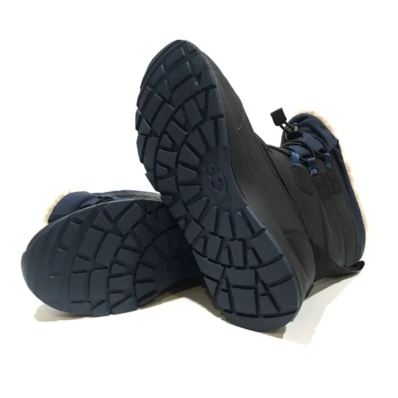 UGG BELLEMORE WEATHER WATERPROOF BOOTS -BLACK / BLUE LEATHER -KIDS US 2 -NEW