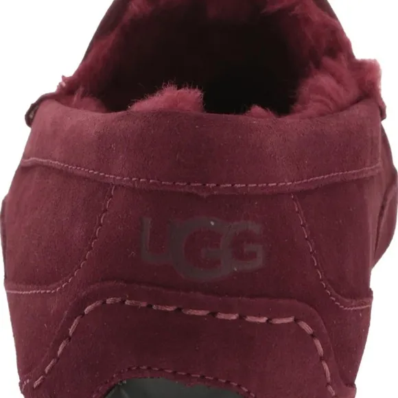 UGG burgundy leather men’s Suede Slip-On Loafers ASCOT slippers size 17 NWT