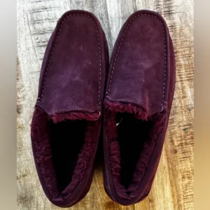 UGG burgundy leather men’s Suede Slip-On Loafers ASCOT slippers size 17 NWT