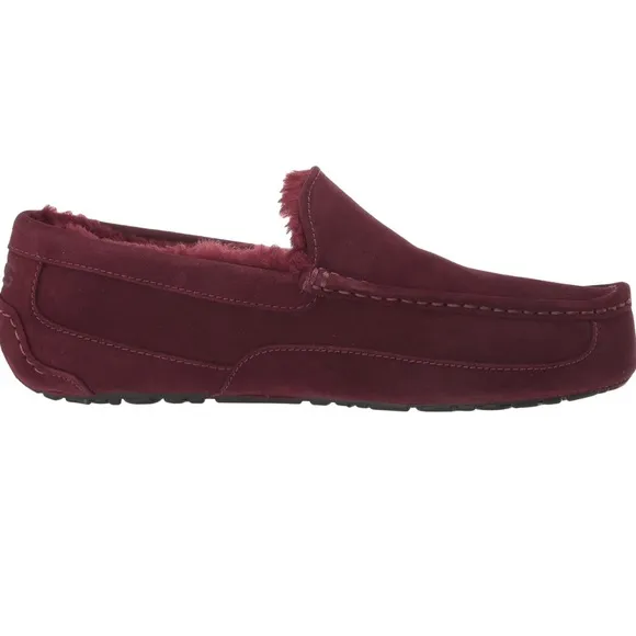 UGG burgundy leather men’s Suede Slip-On Loafers ASCOT slippers size 17 NWT