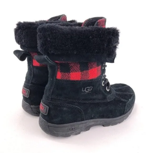 UGG Butte Redwood Buffalo Check Winter Boots Kids 3