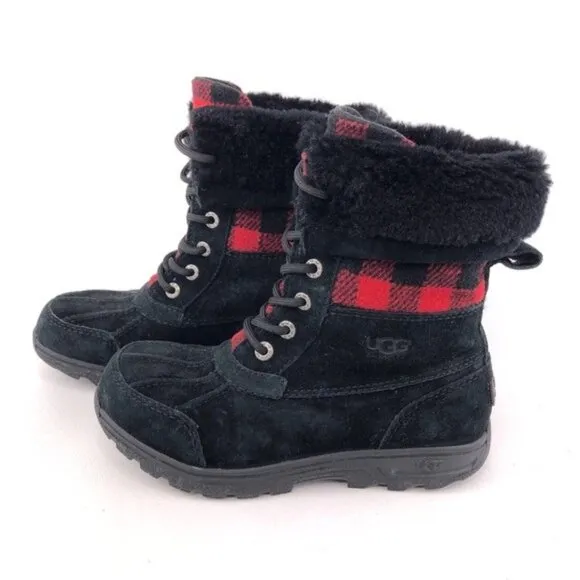 UGG Butte Redwood Buffalo Check Winter Boots Kids 3
