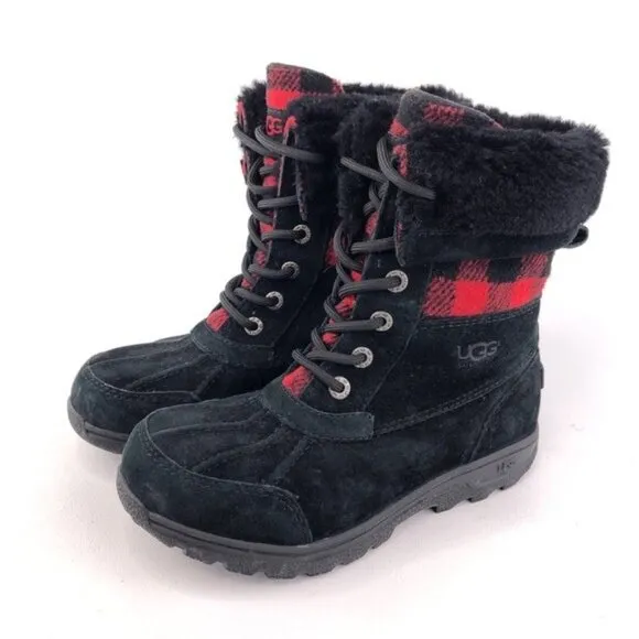 UGG Butte Redwood Buffalo Check Winter Boots Kids 3