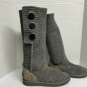 UGG CLASSIC CARDI GRAY KNIT BOOTS SIZE 9