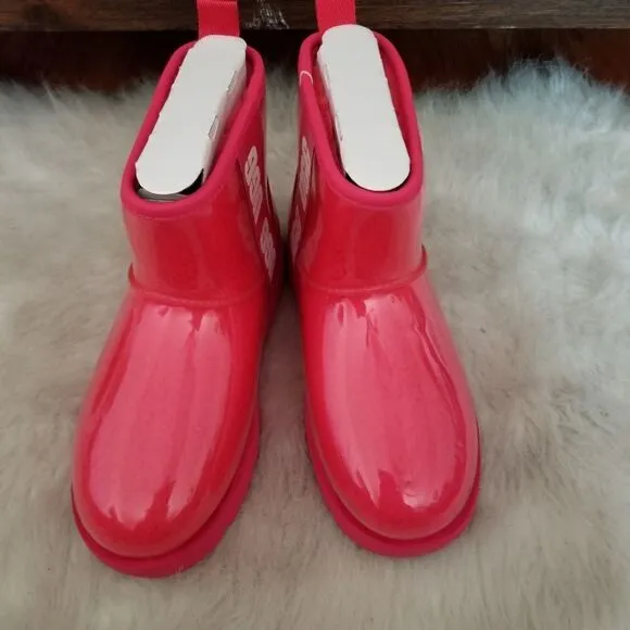 UGG Classic Clear Mini Women's Waterproof Shearling Boots Hibiscus Pink Size 6