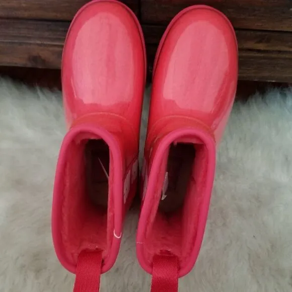 UGG Classic Clear Mini Women's Waterproof Shearling Boots Hibiscus Pink Size 6