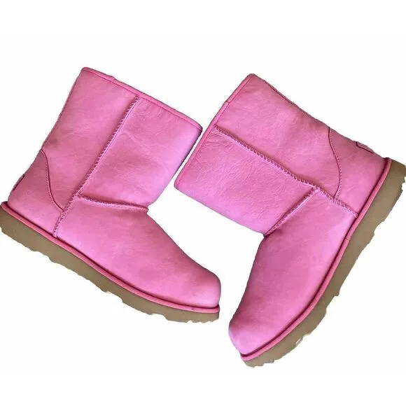 UGG  CLASSIC WEATHER SHORT WATERPROOF PINK  BOOTS 1019646K Big Kids 6 Women's 7