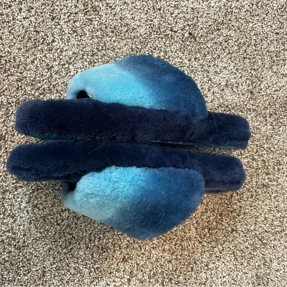 UGG Cozette Blue Gradient Sherpa Slide Slippers Kids Size 3 EUC