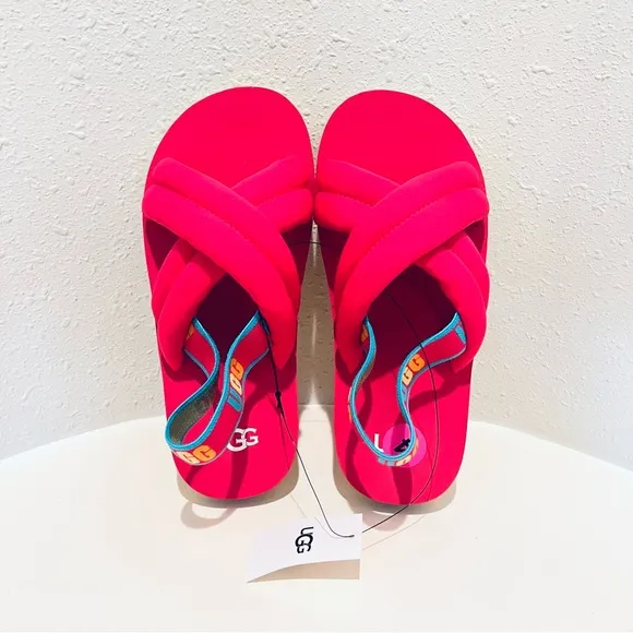 UGG Everlee Rouge Rainbow Kids Women’s Slides Size K 4 W 7 NWT