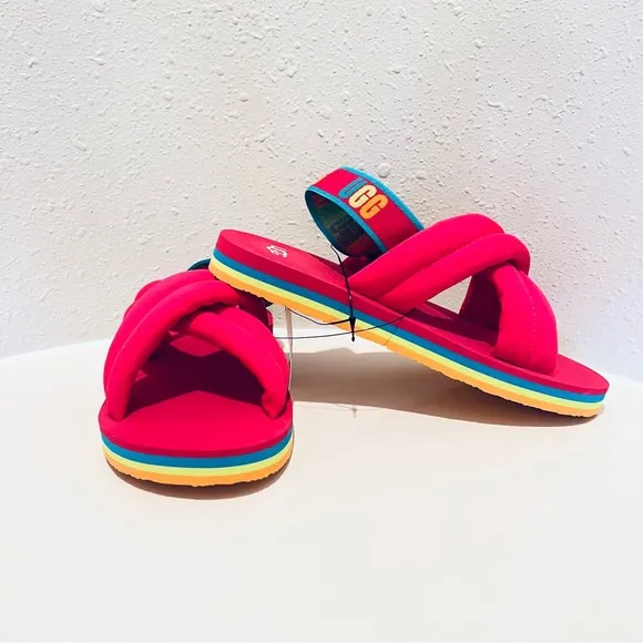 UGG Everlee Rouge Rainbow Kids Women’s Slides Size K 4 W 7 NWT
