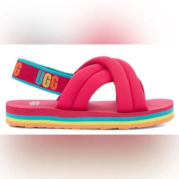 UGG Everlee Rouge Rainbow Kids Women’s Slides Size K 4 W 7 NWT