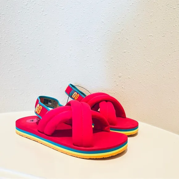 UGG Everlee Rouge Rainbow Kids Women’s Slides Size K 4 W 7 NWT