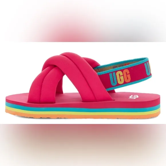 UGG Everlee Rouge Rainbow Kids Women’s Slides Size K 4 W 7 NWT