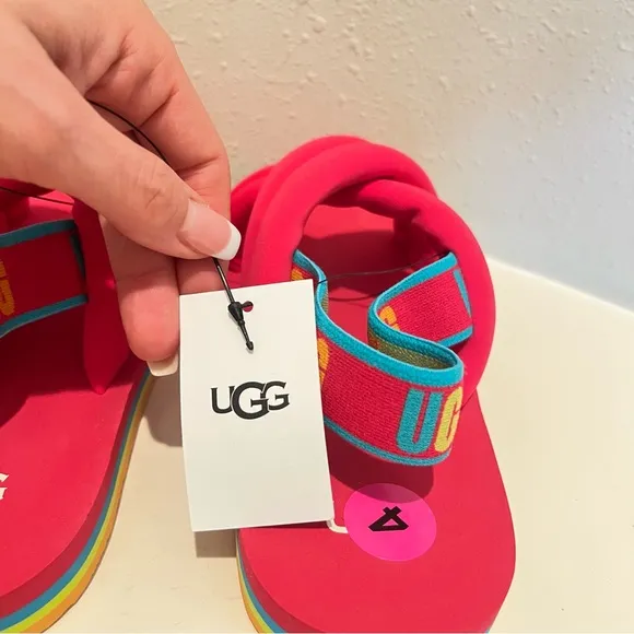 UGG Everlee Rouge Rainbow Kids Women’s Slides Size K 4 W 7 NWT
