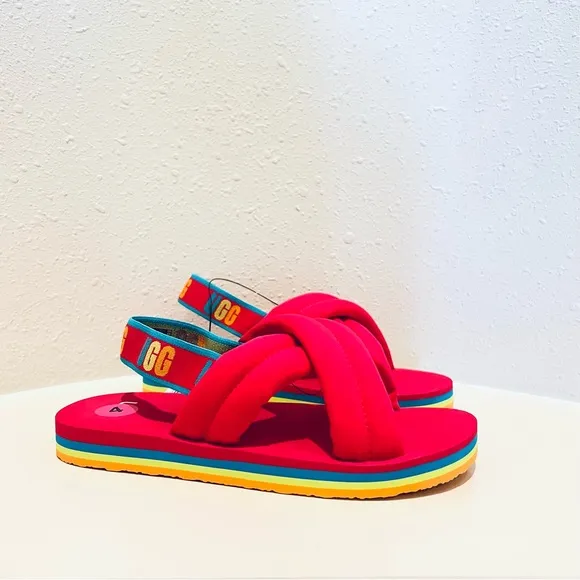 UGG Everlee Rouge Rainbow Kids Women’s Slides Size K 4 W 7 NWT