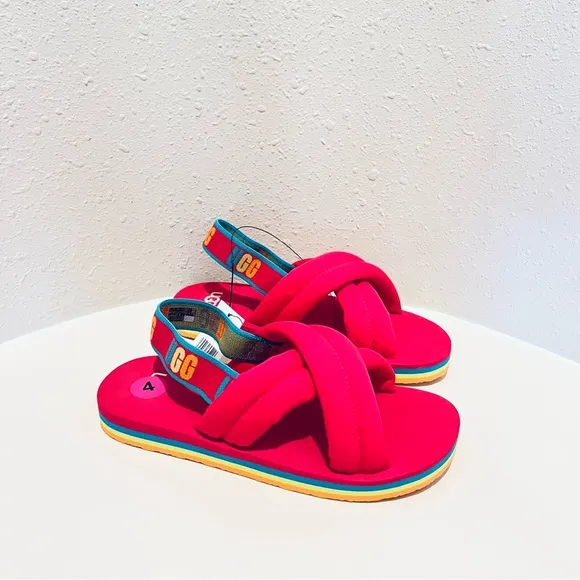 UGG Everlee Rouge Rainbow Kids Women’s Slides Size K 4 W 7 NWT
