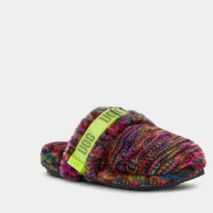 UGG Fluff It Pixelate fuzzy slides mules shoes slip on rubber soles comfortable