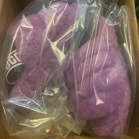 🆕Ugg Fluff Yeah Faux Fur Slingback Sandal Slides::PURPLE SKY::Last Pair::