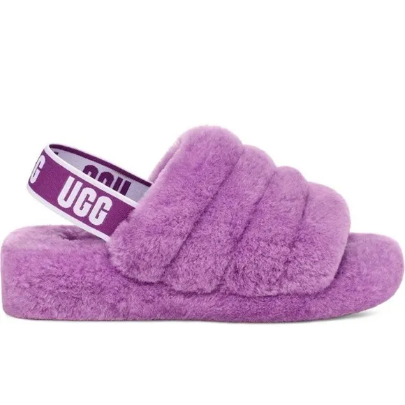 🆕Ugg Fluff Yeah Faux Fur Slingback Sandal Slides::PURPLE SKY::Last Pair::