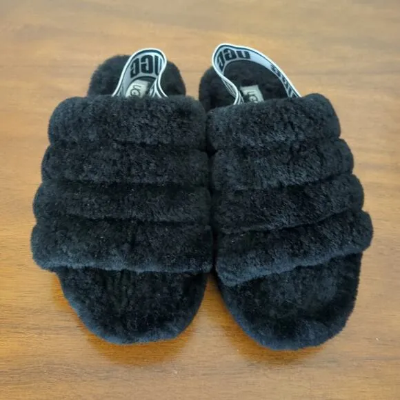 UGG Fluff Yeah Slides slippers Black  size 6