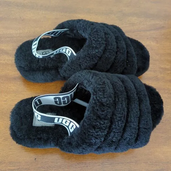 UGG Fluff Yeah Slides slippers Black  size 6