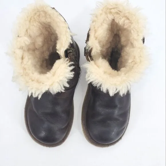 UGG Kensington Tall Boots Toddler Size 11 Brown Leather Double Buckle Winter