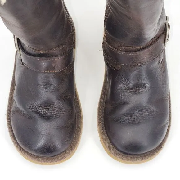 UGG Kensington Tall Boots Toddler Size 11 Brown Leather Double Buckle Winter