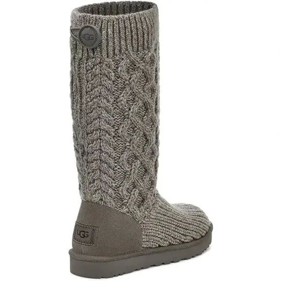 UGG Kids' Classic Cable Knit Water Resistant Boot in Grey  Sz: 3