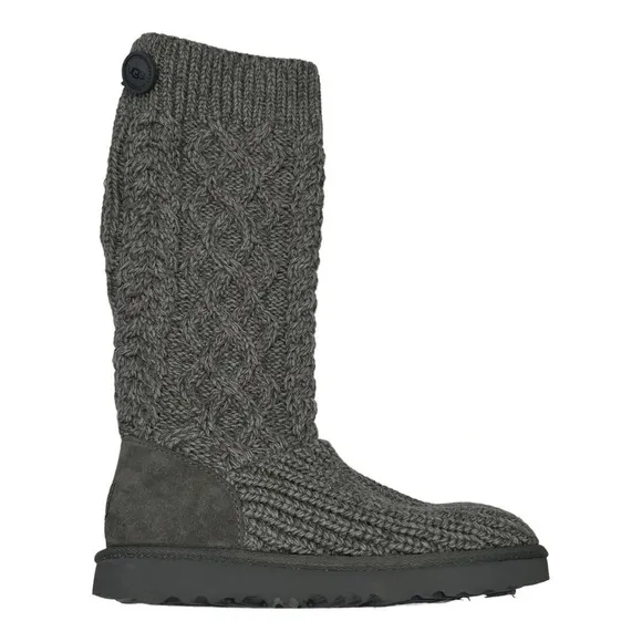UGG Kids' Classic Cable Knit Water Resistant Boot in Grey  Sz: 3