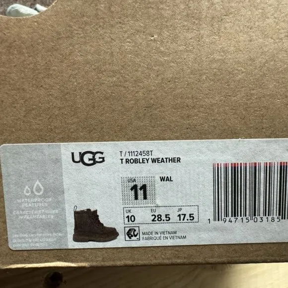 UGG Little Kid's Robley Weather Boots Brown, Size 11 M