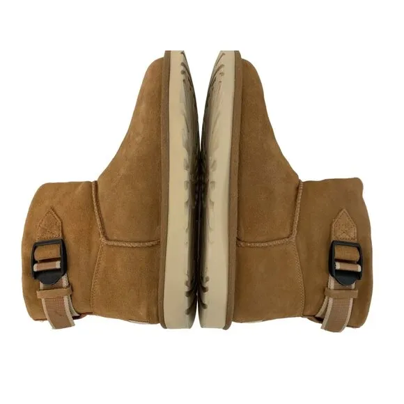 UGG Mens Classic Mini Strap Ankle Sheepskin Suede Boots Size 7 Chestnut