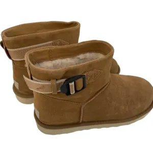 UGG Mens Classic Mini Strap Ankle Sheepskin Suede Boots Size 7 Chestnut
