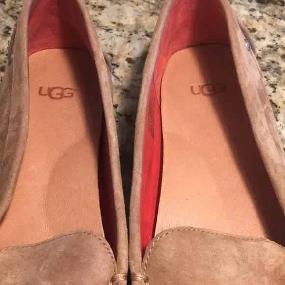 Ugg Milana Chestnut Suede Comfort Leather Loafer Flats Driving Shoe Arch Support