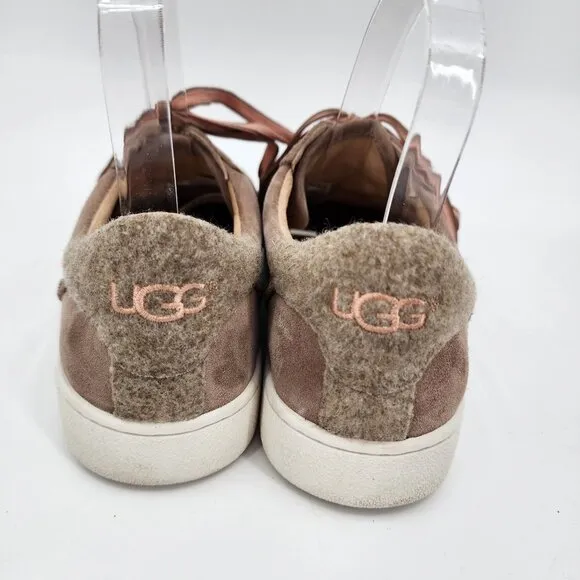 UGG Milo Suede Leather Taupe Fashion Sneakers Women's Shoes Low Top 9.5
