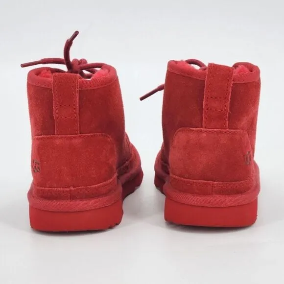 UGG Neumel Chukka Boots Little Kids Size 1 Samba Red Suede UGGpure Wool Winter