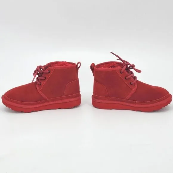 UGG Neumel Chukka Boots Little Kids Size 1 Samba Red Suede UGGpure Wool Winter
