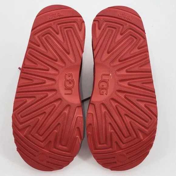 UGG Neumel Chukka Boots Little Kids Size 1 Samba Red Suede UGGpure Wool Winter