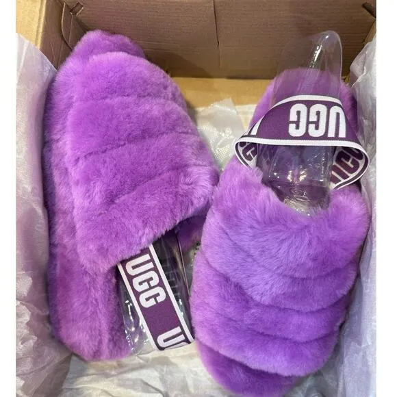 UGG NWB $100 Fluff Yeah Purple Slides Size 8