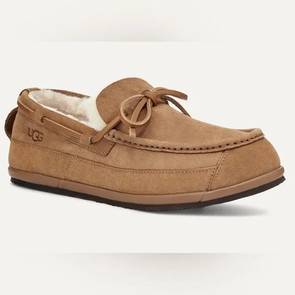 UGG Parkdale Moc Toe Tan Sheepskin Shearling Fur Slip On Moccasin Loafers Sz 10