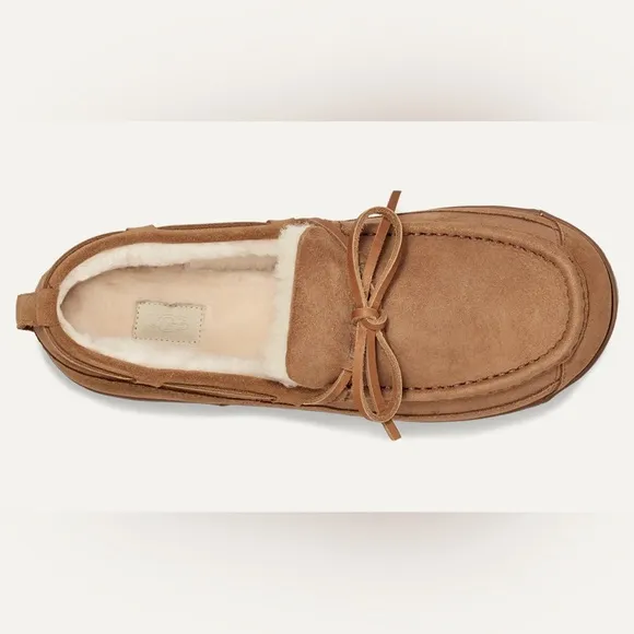 UGG Parkdale Moc Toe Tan Sheepskin Shearling Fur Slip On Moccasin Loafers Sz 10