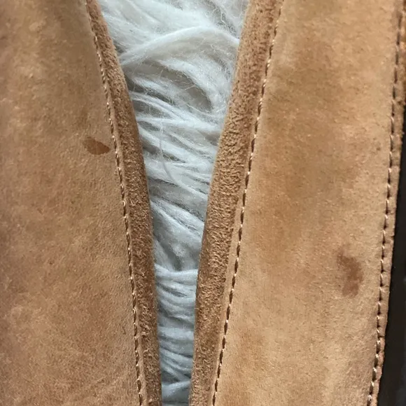 UGG Parkdale Moc Toe Tan Sheepskin Shearling Fur Slip On Moccasin Loafers Sz 10