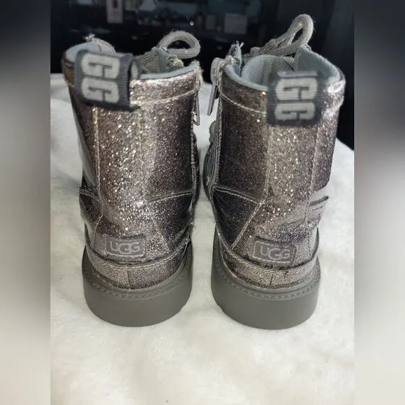 Ugg Robley Glitter Weather Boots, Kids sz 3. Gray.