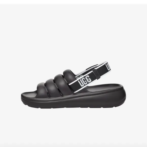 UGG Sport Yeah Rubber Black &amp; White Slides Size 14 NWT