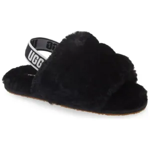 UGG Toddlers Slingback Sandals Fluff Yeah Slide Size US 11 Black Fur