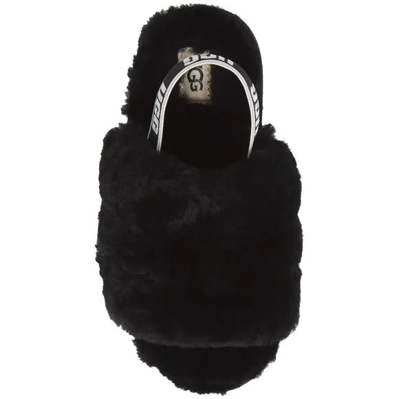 UGG Toddlers Slingback Sandals Fluff Yeah Slide Size US 11 Black Fur