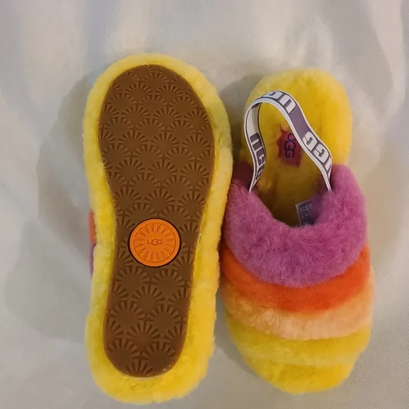 UGG Unisex Fluffy Yeah Slides in Pride Rainbow Yellow