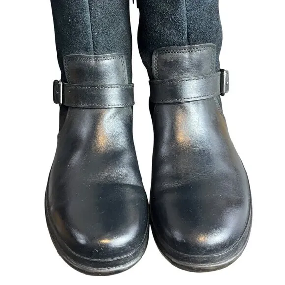 UGG Women's 7 Thomsen Tall Boots Black Mixed Leather Suede All Weather Academia