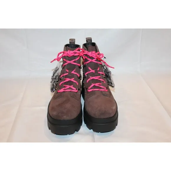 UGG WOMEN'S BRISBANE SUEDE LACE UP‎ PLATFORM WATERPROOF BOOTS CEDAR BROWN SZ 10