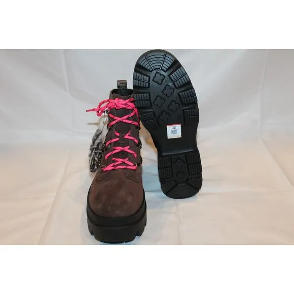 UGG WOMEN'S BRISBANE SUEDE LACE UP‎ PLATFORM WATERPROOF BOOTS CEDAR BROWN SZ 10